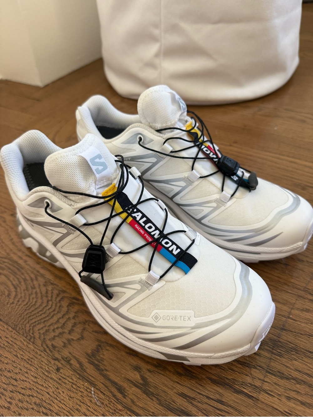 Salomon White and silver Trail Sneakers